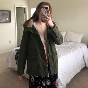 army green trench jacket